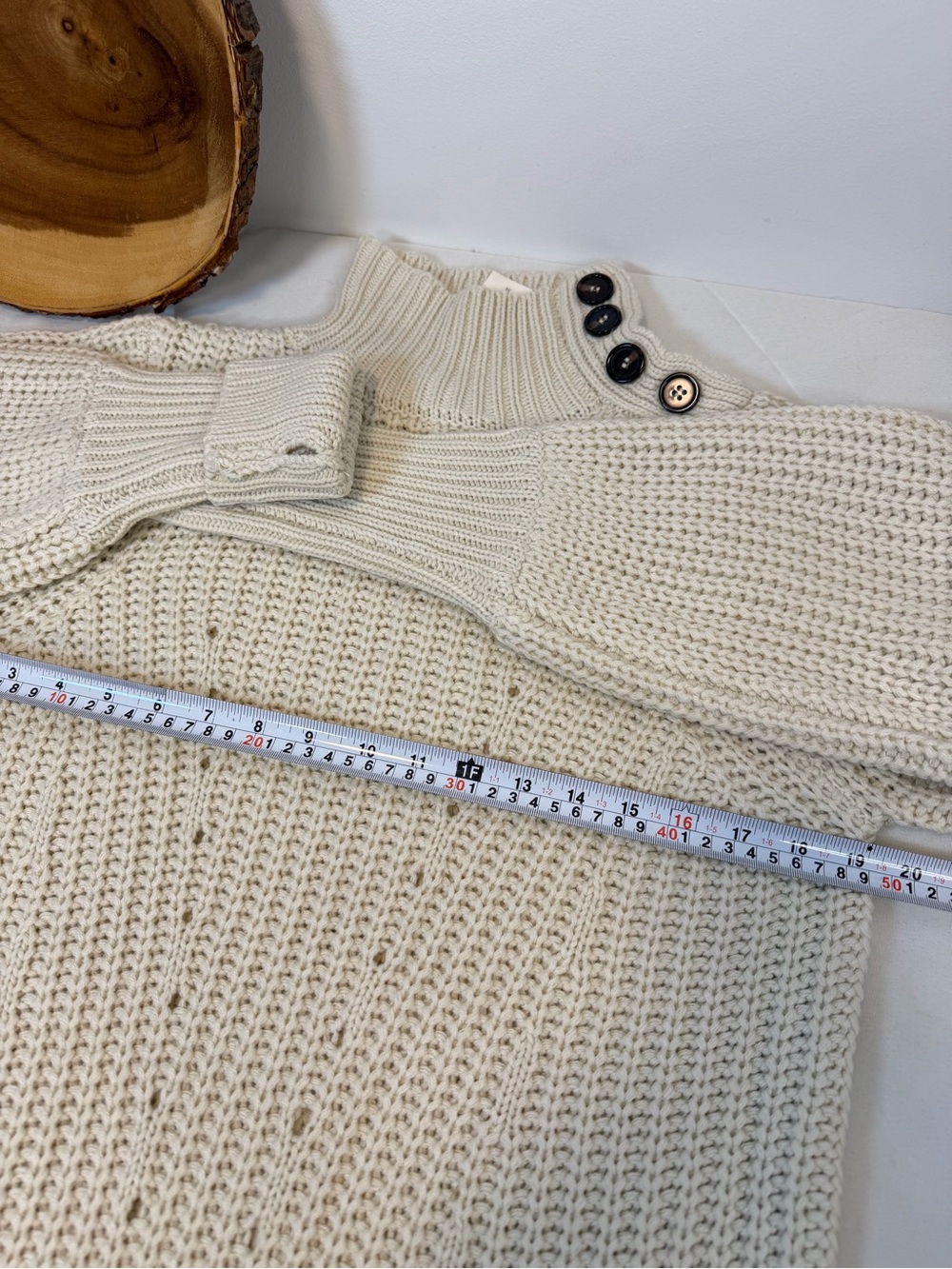 Anthropologie Moon River Cream Knit High Mock Neck Sweater Dress Women’s Medium - Picture 8 of 13